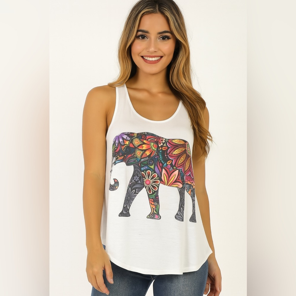 L.A. Soul Boho Elephant Tank